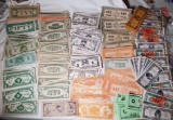 Tray Lot of Antique Toy Money Currency