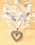 10k Gold Heart with Diamond Pendant Necklace