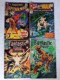 4 Silver Age12 Cent Marvel Comic Books - The Fantastic Four, Spider-Man The Sub-Mariner & The Hulk
