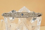 Art Deco 14k White Gold with Sapphire Pin