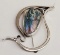 Samuel ZILKA Israel MODERNIST Sterling Silver & Ancient Roman Glass Brooch / Pendant