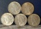 5 US Silver Peace Dollars - 1922 P, D and S, 1923 and 1923-S