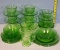 38 Pcs Green Georgian Lovebirds Depression Glass Dinnerware