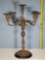 Art Nouveau Brass Form Candelabra with Solid Base