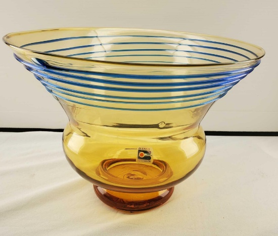 8 3/4" Tall x 12 1/4" Rim Blenko Glass Bowl #9728