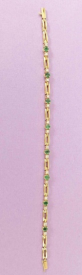 14k Gold Emerald & Diamond Bracelet