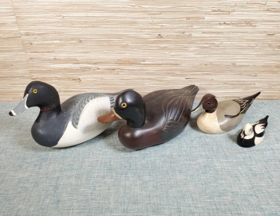 4 Hand Painted Wood Duck Decoys