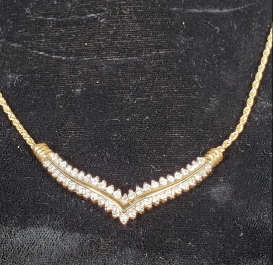 10k Gold Diamond V-Necklace