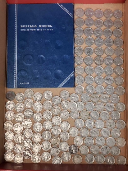 160+ Buffalo Nickels Including Whitman Album with 32 Coins