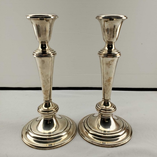 Pair Of 8 3/4" Gorham Single Lite Weighted Candle Sticks