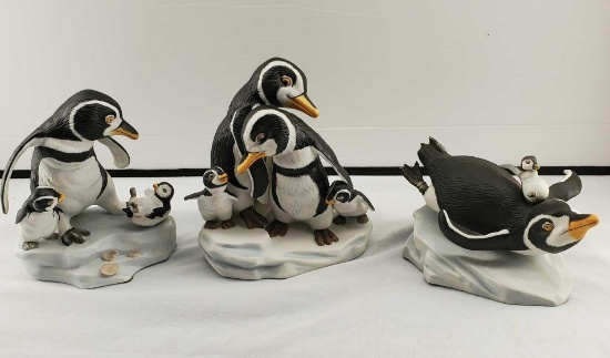 3 - H. Emblem Franklin Mint Porcelain Penguin Figures