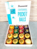 Vintage Brunswick Centennial Pocket Pool Balls in Box
