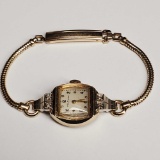 14K Yellow Gold & Diamond Ladies Hamilton Watch Case And Solid 14K Gemex Band
