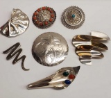 Lot Of 7 Sterling Silver Mid Century Modern Brooches