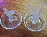 Pair Of Lalique Crystal Dove Pin Tray (also can be used as a ring dish).