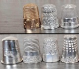 Collection of Vintage Sterling Silver & Gold Thimbles