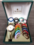 Authentic Vintage Ladies Gucci Watch with Interchangeable Faces in Orig. Box
