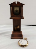 1915 Waltham 17Jewel Model 1908, Pocket Watch With Desk Top Wood Hall Clock Holder