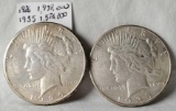 2 Higher Grade Better Date US Silver Peace Dollars - 1926 and 1935