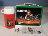 Rambo Metal Lunch Box with Thermos and Papers Near Mint 1985