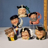 6 Small Royal Doulton Character Jugs