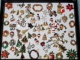 Approx. 75 Vintage Christmas Pin Lot