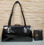 Black Patent Leather Salvator Ferragamo Handbag & Wallet