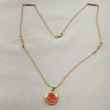 14K Yellow Gold & Guilloche Enamel Necklace