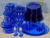 50+ Pc Cobalt Moderntone Depression Glass Dinnerware Set