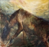 Donna E. Moody {de Moody} Florida Artist Acrilic On Canvas Abstract Horse