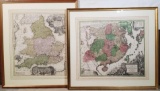 2 1700s Atlas Maps in Latin On Hand Laid Paper, Homann England and Wales and Seutter China & Korea