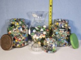 4 Jars full of Vintage & Contemporary Marbles