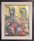 Signed Gilbert MCM Still Life Gouache On Paperboard