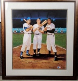 Ron Lewis LE Baseball Greats Lithograph Autographed by Duke Snider, Mickey Mantle & Willie Mays