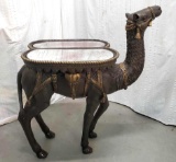 Bronze Camel Sculpture Wine / Occasional Table With Glass Tops