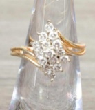 Vintage 14k Gold Diamond Cluster Ring
