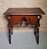 Primitive 17th Century Wood Keyhole Design Stool