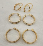 3 Pair Of Yellow Gold Hoop Earrings