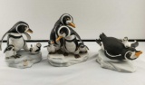 3 - H. Emblem Franklin Mint Porcelain Penguin Figures