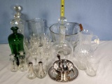Mid Century and Elegant Glass and Crystal Decanters, Bar and Service Ware