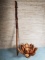 2 Wood Carvings - Bali Lotus Bowl & Walking Stick