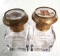 2 Antique 1800s French Grand Tour Perfume Crystal Scent Bottles With Gilded Hinged Cap