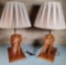 Pair of Wood Carved Elephant Lamps