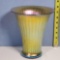 Steuben Aurene Ribbed Art Glass Vase with Lightly Flared Lip