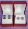 2 Pair of 10k White Gold & Diamond Stud Earrings