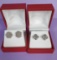 2 Pair of 10k White Gold Diamond Stud Earrings