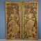 Pair Of Hand Carved Wood Thai Dancer Panels