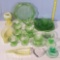 23 Pcs Vaseline and Green Depression Radium Glass and more