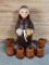 Friar Tuck Monk Decanter with 6 cups