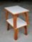 Pair Of White Formica Top Rattan End Tables